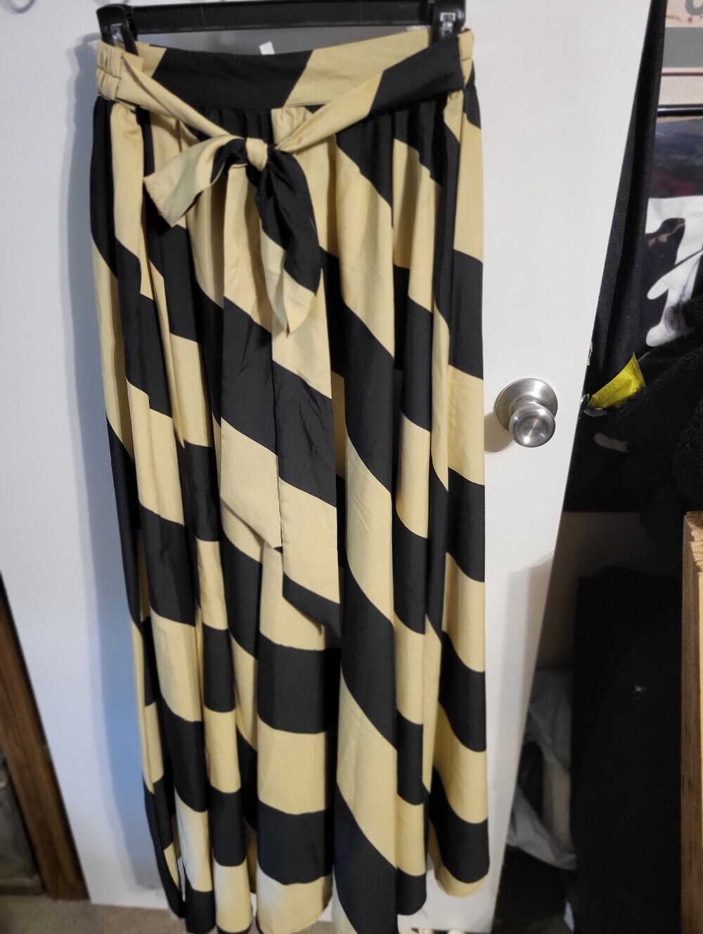 MOON ORCHID STRIPED ANKLE SKIRT Sz M